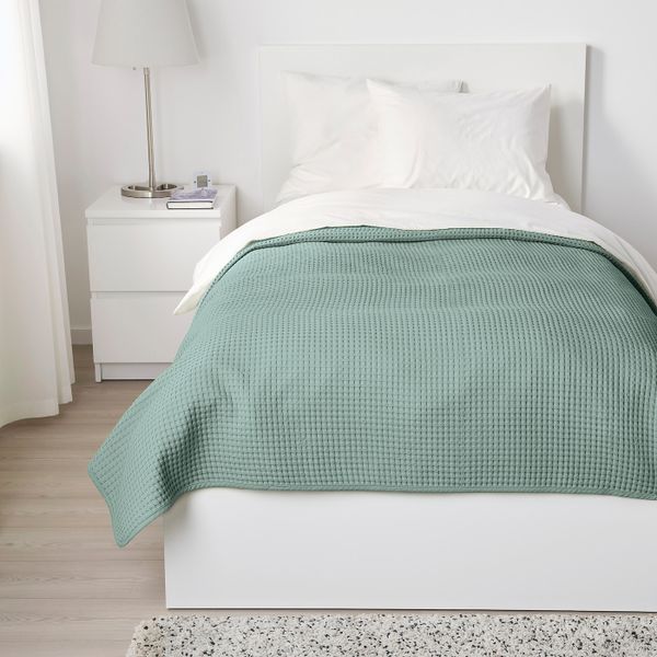 Покрывало, светлый серо-зеленый 150x250 см IKEA VÅRELD ВОРЕЛЬД 004.856.05 - фото 2