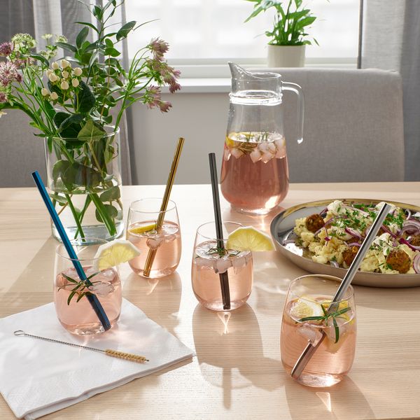 Трубочки для напитка, щеточка, 5 предмета, разные формы разные цвета IKEA LUFTTÄT ЛУФТТЭТ 205.612.88 - схема-чертеж с размерами