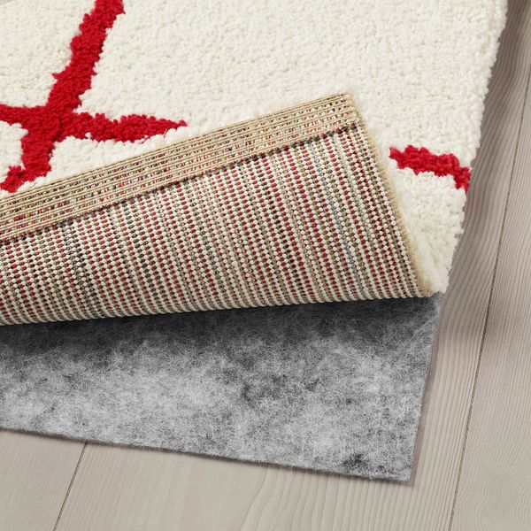 Ковер, длинный ворс, белый, красный 200x200 см IKEA SIMESTED СИМЕСТЕД 004.351.92 - фото 4