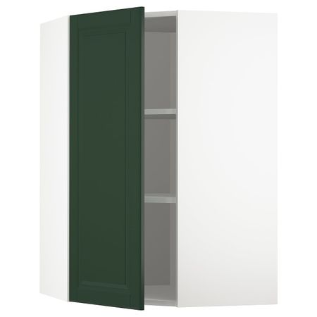 Угловой навесной шкаф с полками, белый/Будбин темно-зеленый 68x100 см IKEA METOD МЕТОД 293.123.22