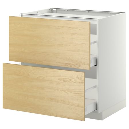 Напольный шкаф, 2 фронтальных панели, 3 ящика МЕТОД / МАКСИМЕРА, белый, Тингсрид береза