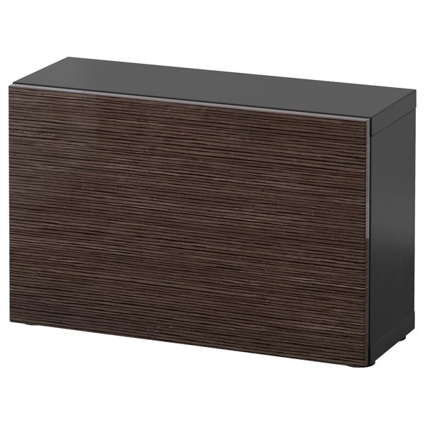 Стеллаж с дверью БЕСТО, черно-коричневый, Сельсвикен глянцевый/коричневый (60x20x38 см) - схема-чертеж с размерами