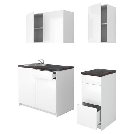 Кухня, глянцевый белый 160x61x220 см IKEA KNOXHULT КНОКСХУЛЬТ 894.015.13