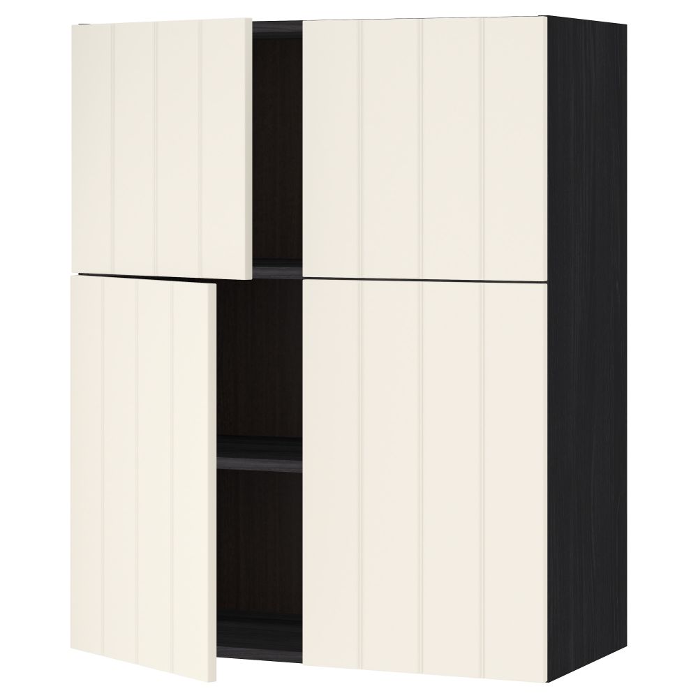 Навесной шкаф с полками, 4 дверцы МЕТОД, черный, Хитарп белый с оттенком (80x100 см) - схема-чертеж с размерами