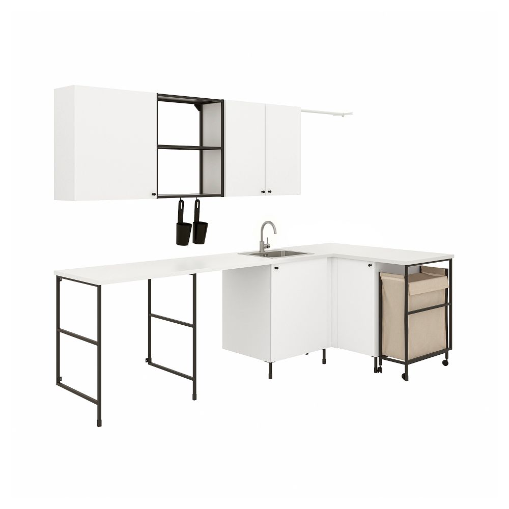 Комбинация для домашней прачечной, антрацит, белый, 269.5x139x63.5 см IKEA BEGIVENHET БЕГИВЕНХЕТ 994.779.32 - фото 1