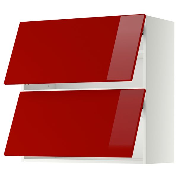 Навесной шкаф, 2 дверцы, горизонтальный МЕТОД, белый, Рингульт красный - схема-чертеж с размерами