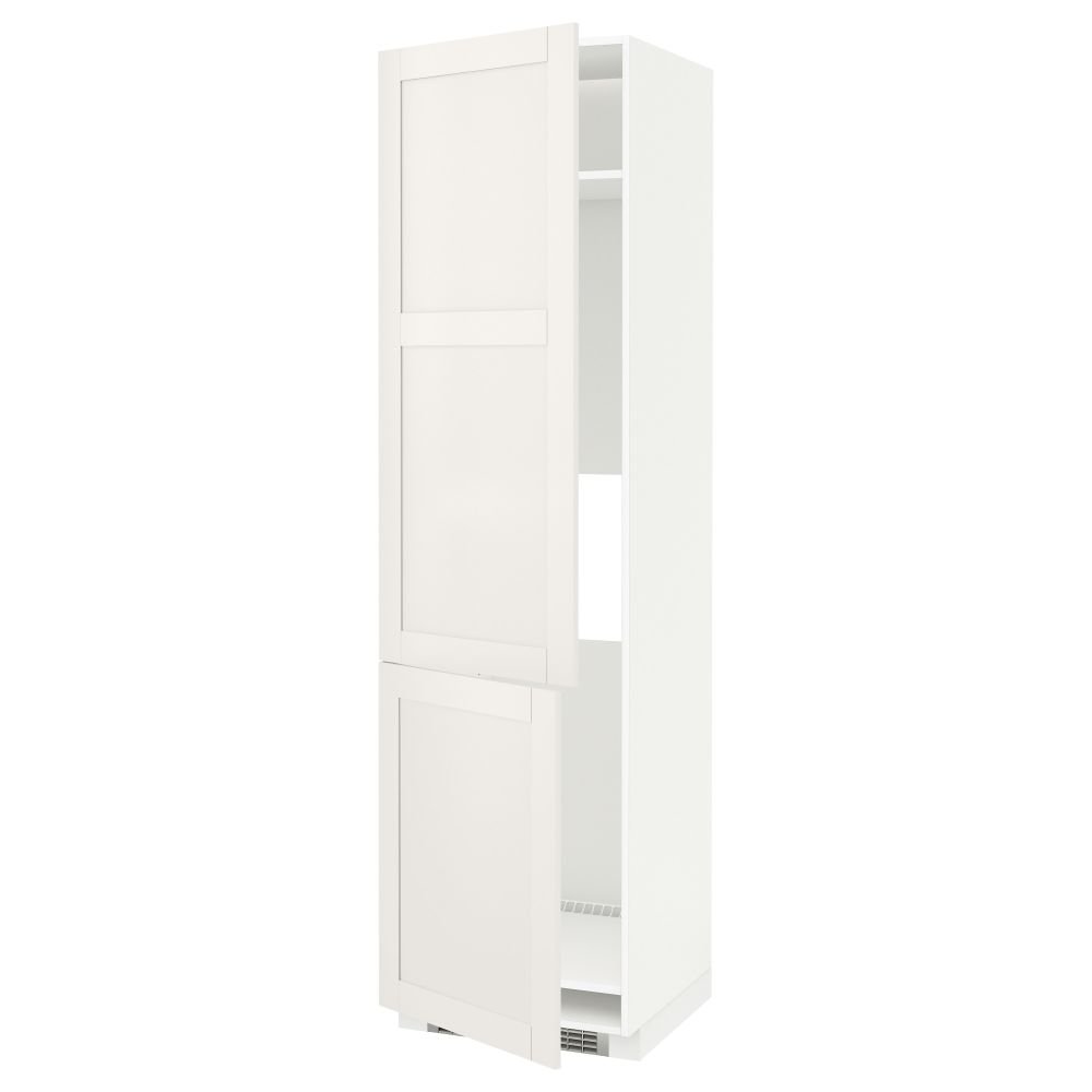 Высокий шкаф для холодильника/морозильника, 2 дверцы МЕТОД, белый, Сэведаль белый (60x60x220 см) - схема-чертеж с размерами