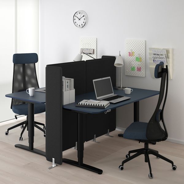 Стол-трансформер с экраном, линолеум синий, черный 160x160 120 см IKEA БЕКАНТ 292.892.89 - фото 2