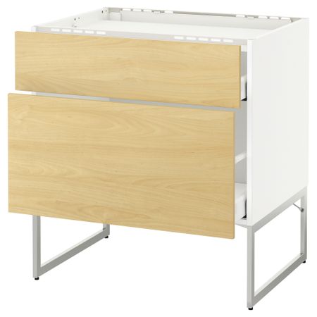 Напольный шкаф, 2 фронтальных панели, 3 ящика МЕТОД / МАКСИМЕРА, белый, Тингсрид береза