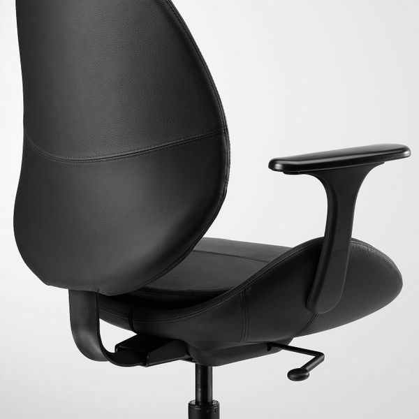 Рабочий стул с подлокотниками, Смидиг черный/черный IKEA HATTEFJÄLL ХАТТЕФЬЕЛЛЬ 193.052.04 - фото 3