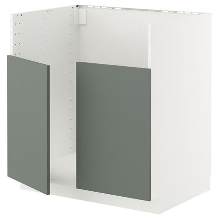 METOD Шкаф для мойки ТАЛЛШЁН - белый/Nickebo матовый серо-зеленый 80x60 см