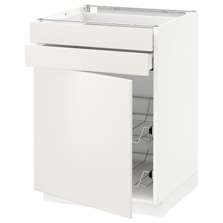 Напольный шкаф, дверца, 2 ящика, проволочных корзин МЕТОД / МАКСИМЕРА, белый, Веддинге белый