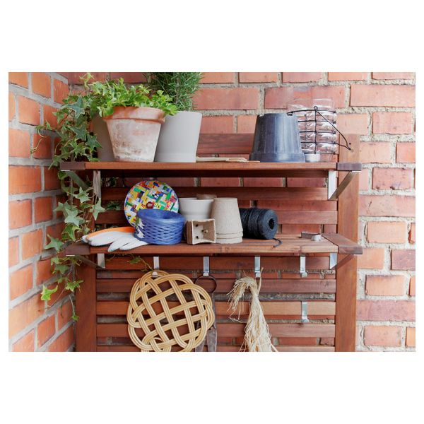 Садовая скамья + панель/полки, коричневая морилка 80x44x158 см IKEA ÄPPLARÖ ЭПЛАРО 992.288.72 - фото 6