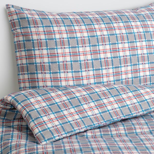 Пододеяльник и 2 наволочки, белый синий/клетка 200x200/50x70 см IKEA SILESHÅR СИЛЕСХОР 405.313.99 - фото 5