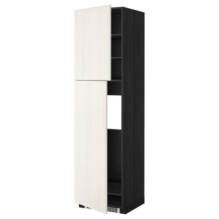 Высокий шкаф для холодильника, 2 дверцы МЕТОД, черный, Росдаль белый
