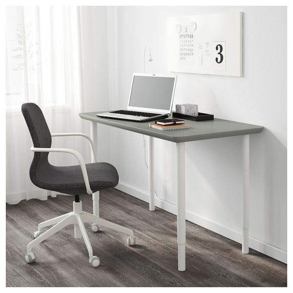 Стол ОМЛИДЕН / ОЛОВ, серо-зеленый, белый (120x60 см) - схема-чертеж с размерами