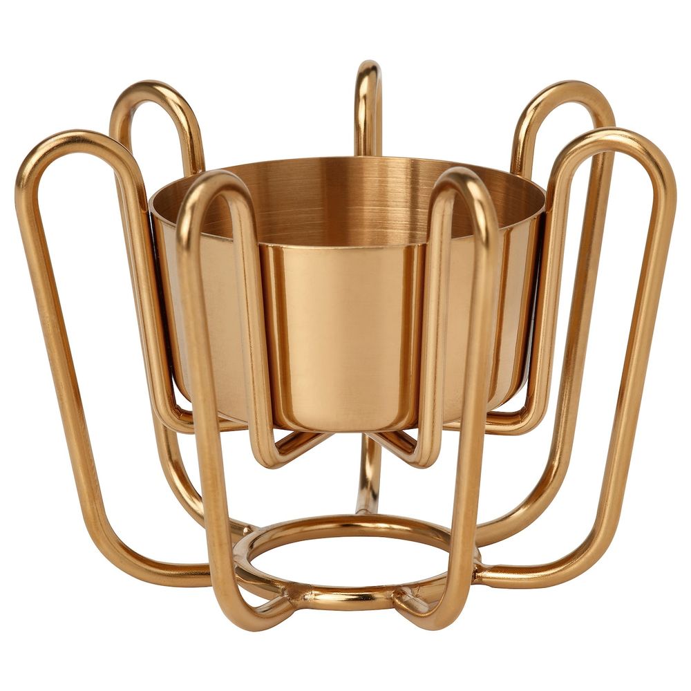 Подсвечник для греющей свечи, желтая медь 6 см IKEA PÅSTÅDD ПОСТОДД 805.111.15 - фото 1