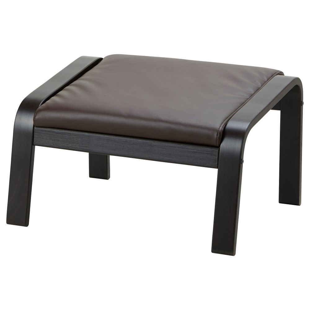 Табурет для ног ПОЭНГ, черно-коричневый, Кимстад темно-коричневый - схема-чертеж с размерами