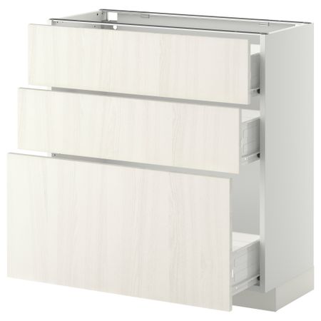 Напольный шкаф с 3 ящиками МЕТОД / ФОРВАРА, белый, Росдаль белый