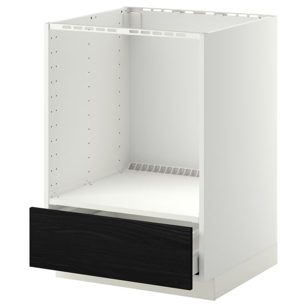 Напольный шкаф для духовки, с ящиком МЕТОД / МАКСИМЕРА, белый, Тингсрид черный (60x60 см) - схема-чертеж с размерами