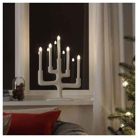 Светодиодный канделябр, 5 ламп СТРОЛА, ветка, белый (49 см)