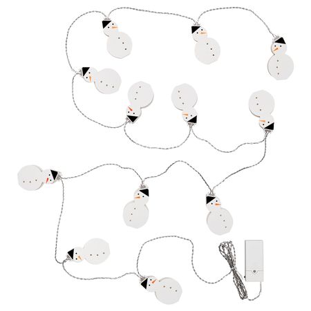 Гирлянда, 12 светодиодов, с батарейным питанием, снеговик IKEA СТРОЛА 704.441.45