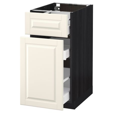 Напольный шкаф, выдвижной секцией, ящик МЕТОД / МАКСИМЕРА, черный, Будбин белый с оттенком