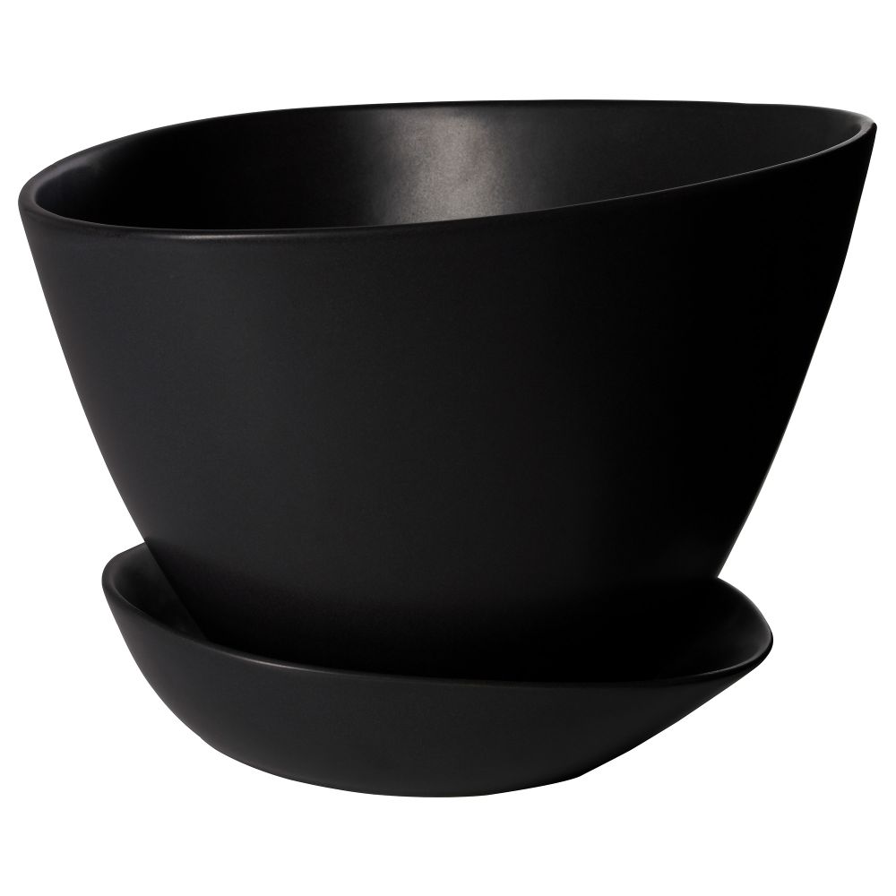 Горшок цветочный с поддоном БИГАРРО, черный д/дома/улицы, черный (32 см) - фото 1