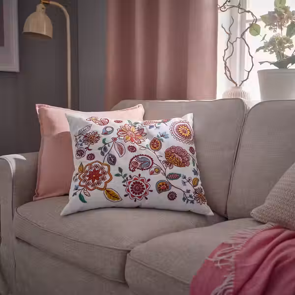 FJÄLLFRYLE ФЬЕЛЛФРЮЛЕ Подушка - белый разноцветный/ришелье 50x58 см - фото 3