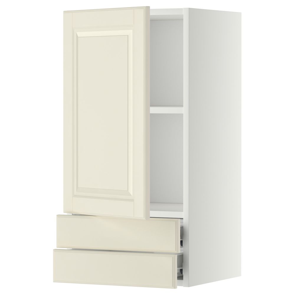 Навесной шкаф с дверцей, 2 ящика МЕТОД / ФОРВАРА, белый, Будбин белый с оттенком - фото 1