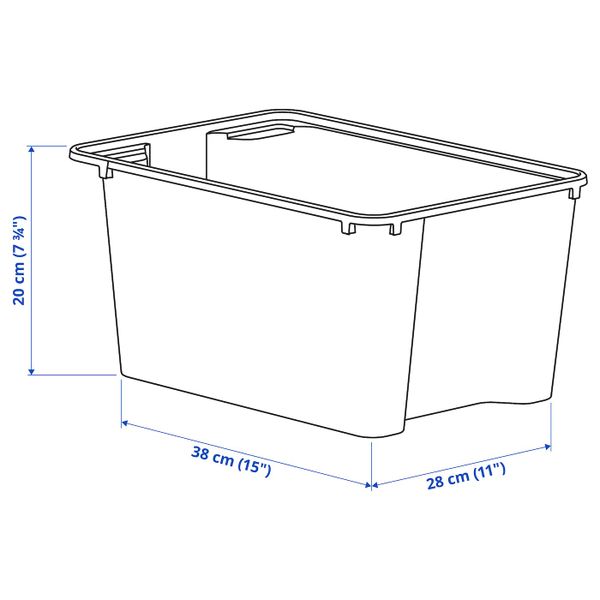 Контейнер, черный 28x38x20 см IKEA GLES ГЛЕС 204.292.89 - схема-чертеж с размерами