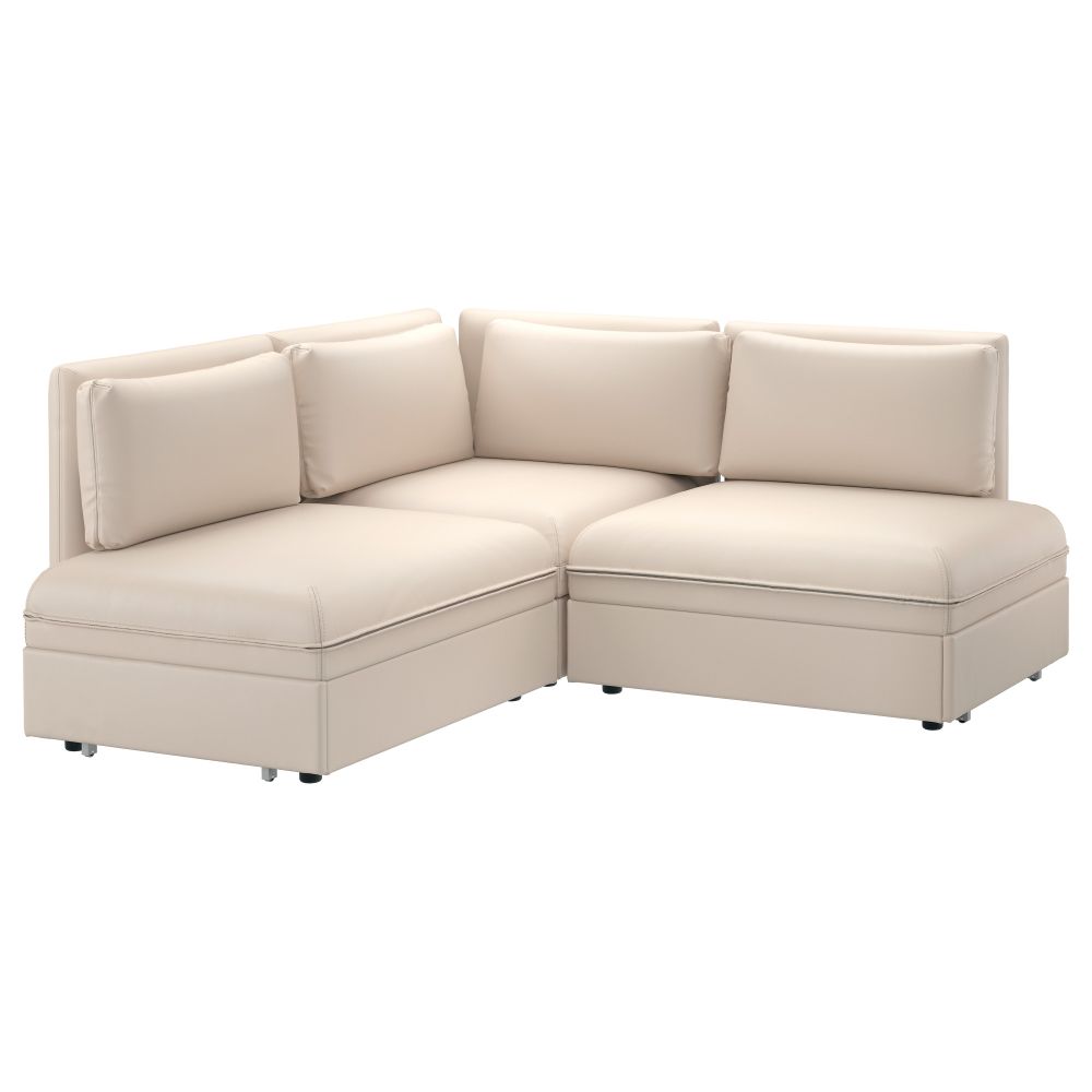 3-местный угловой диван-кровать ВАЛЛЕНТУНА, Мурум бежевый - схема-чертеж с размерами