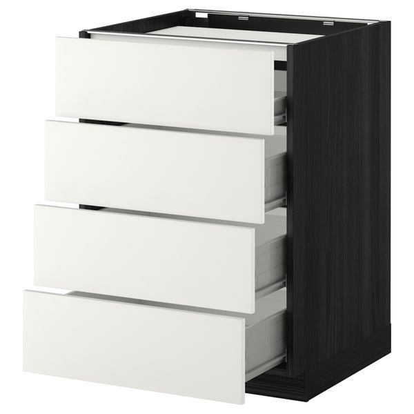 Напольный шкаф, 4 фронтальных панели, 4 ящика МЕТОД / ФОРВАРА, черный, Хэггеби белый - фото 1