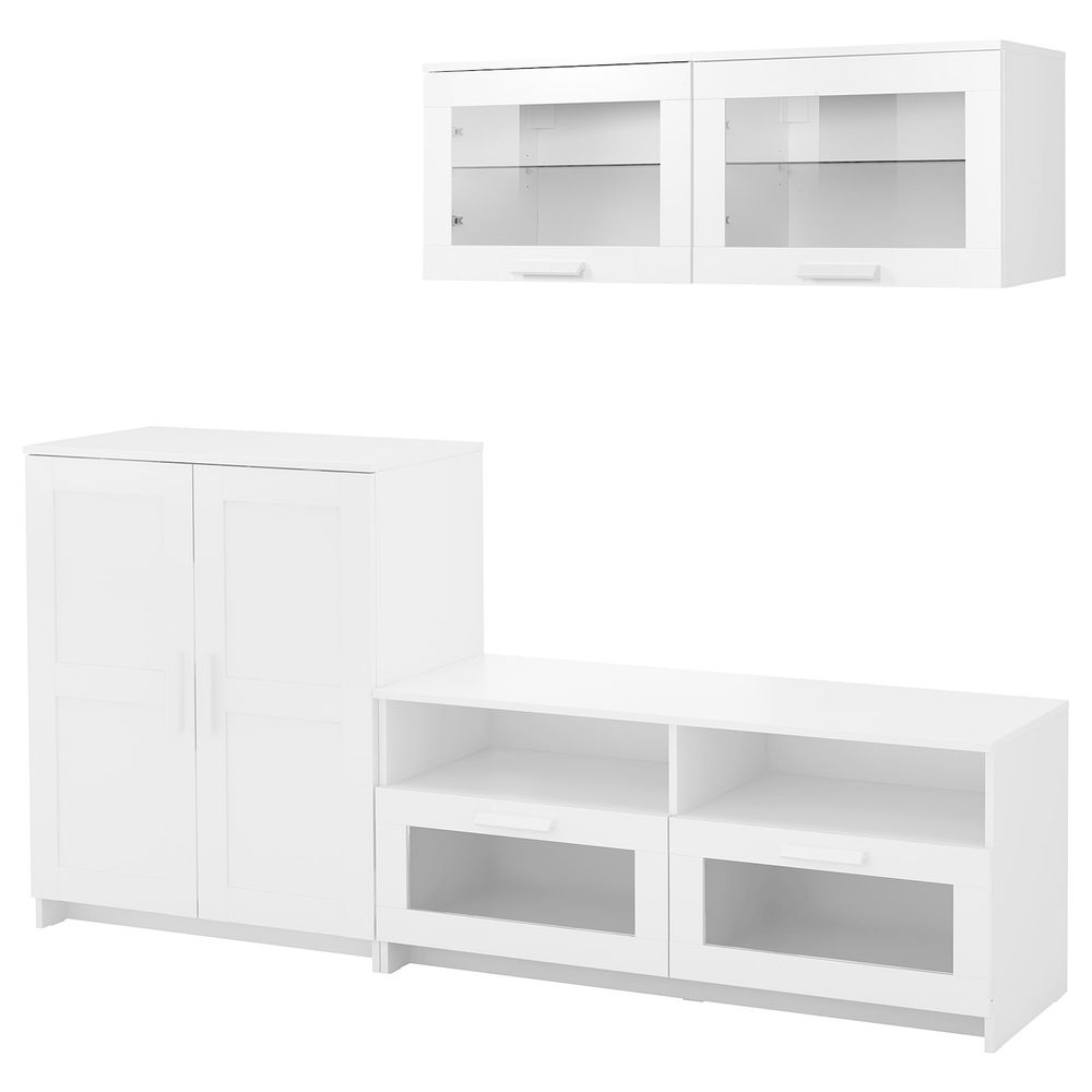 Шкаф для ТВ, комбинация, белый 198x41x190 см IKEA BRIMNES БРИМНЭС 193.968.31 - фото 1