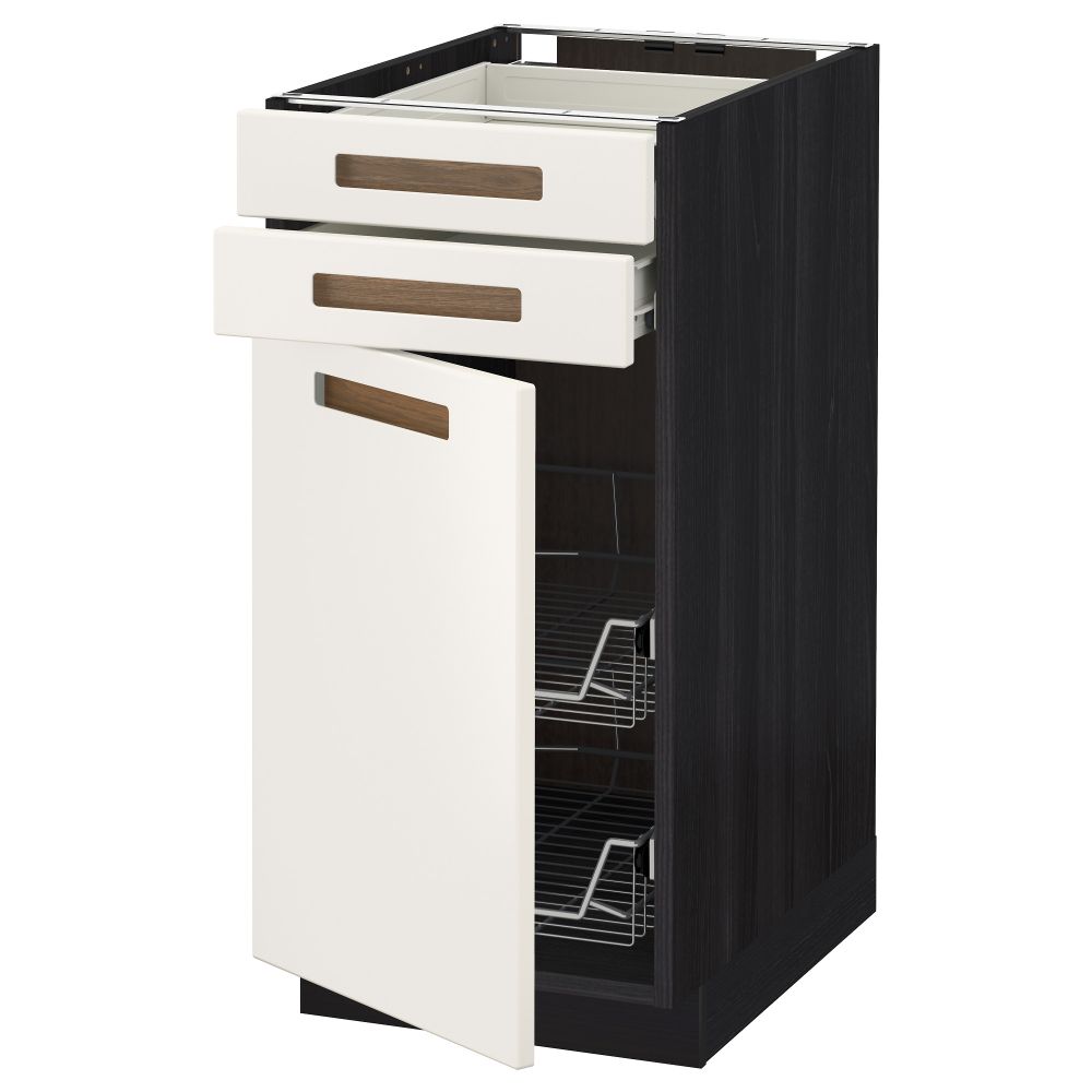 Напольный шкаф, дверца, 2 ящика, проволочных корзин МЕТОД / ФОРВАРА, черный, Мэрста белый - схема-чертеж с размерами