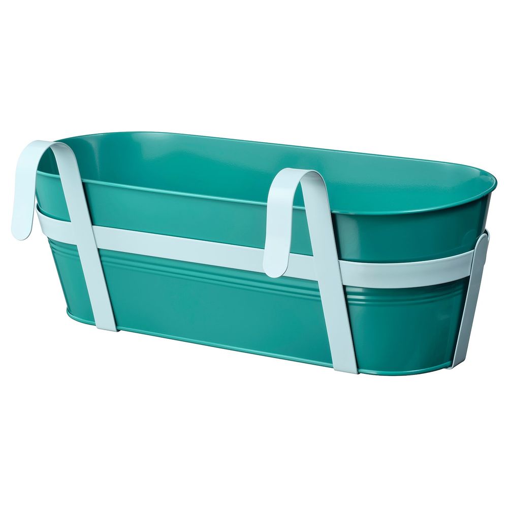 Ящик для цветов с держ, для дома, улицы бирюзовый 51x19 см IKEA СОККЕР 604.523.29 - фото 1