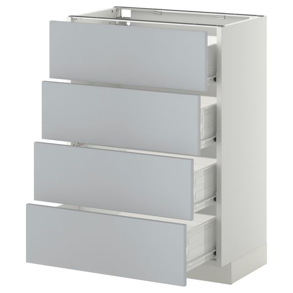 Напольный шкаф 4 фронтальных панели, 4 ящика МЕТОД / ФОРВАРА, белый, Веддинге серый - схема-чертеж с размерами