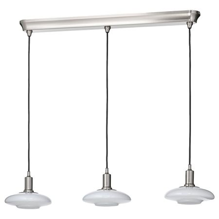 Подвесной светильник с 3 лампами, никелированный/молочный стекло 89 см IKEA TÄLLBYN ТЭЛЛЬБЮН 204.898.48