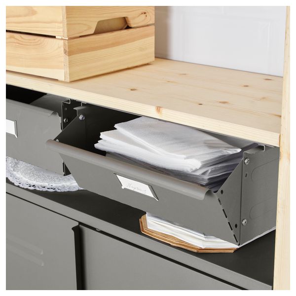 3 секции, полки/шкаф ИВАР, сосна, серый (145/145x30x226 см) - фото 4