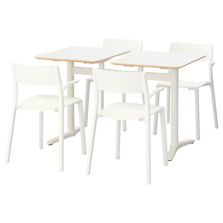Стол и 4 стула БИЛЬСТА / ЯН-ИНГЕ, белый, белый (130 см)