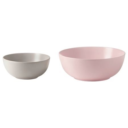 Миска, 2 шт. ФЁРЕСЛО, розовый, бежевый