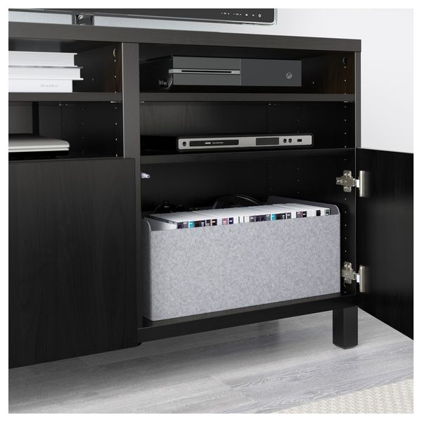 Тумба под ТВ, с дверцами БЕСТО, Лаппвикен черно-коричневый (120x40x74 см) - фото 3