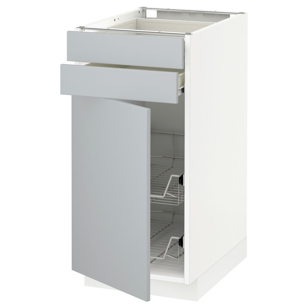 Напольный шкаф, дверца, 2 ящика, проволочных корзин МЕТОД / ФОРВАРА, белый, Веддинге серый - схема-чертеж с размерами