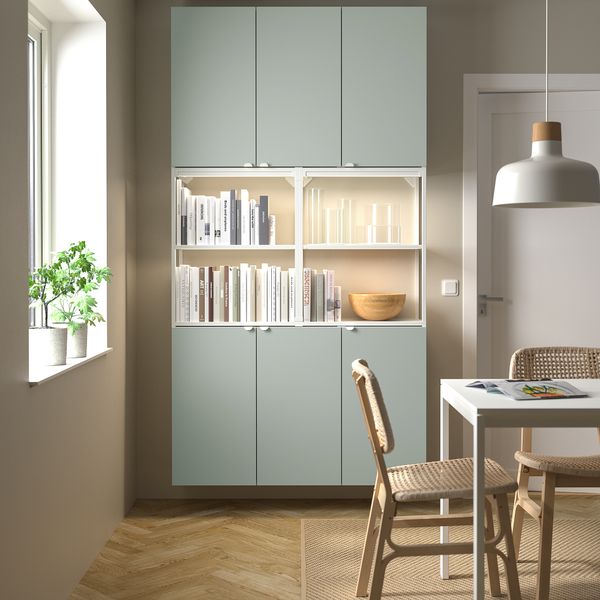 Комбинация для хранения, белый, бледный серо-зеленый, 120x32x225 см IKEA BEGIVENHET БЕГИВЕНХЕТ 995.480.67 - фото 4