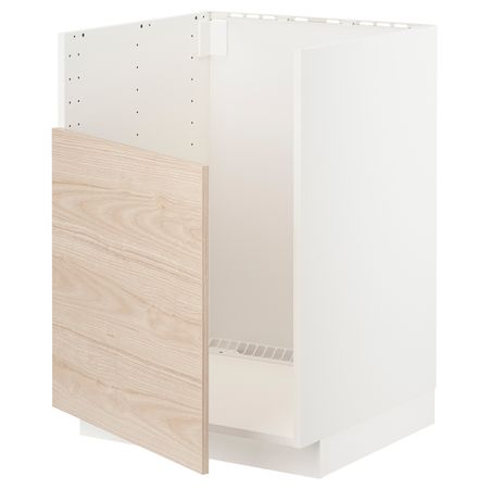 Шкаф под мойку БРЕДШЁН, белый/Аскерсунд под светлый ясень 60x60 см IKEA METOD МЕТОД 794.469.46