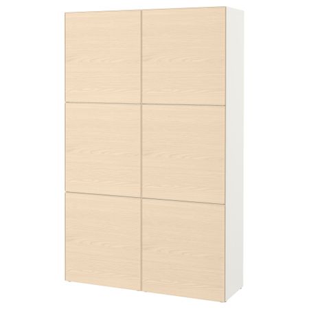 Комбинация для хранения с дверцами БЕСТО, белый, Инвикен ясеневый шпон (120x40x192 см)