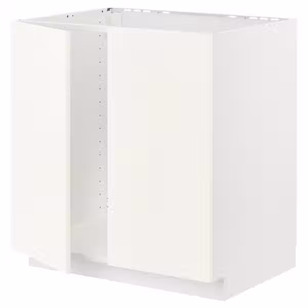 METOD Напольный шкаф для мойки+2 двери - белый/Vallstena белый 80x60 см - фото 1