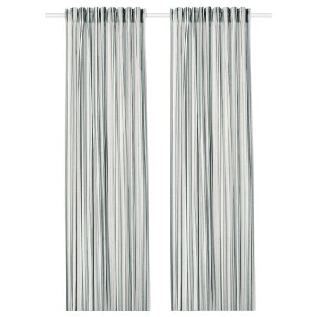 Гардины, 2 шт., серый/в полоску 145x300 см IKEA PRAKTKLOCKA ПРАКТКЛОККА 104.363.65