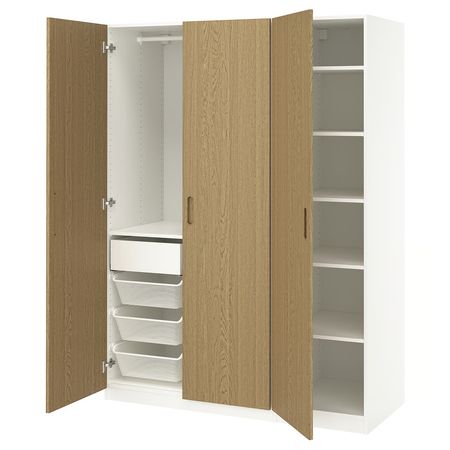 PAX / TONSTAD Гардероб, комбинация - белый/дубовый шпон 150x60x201 см