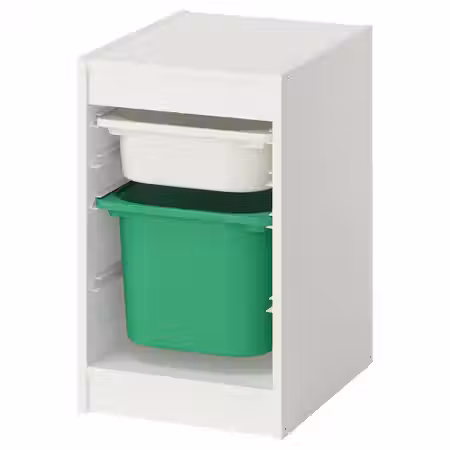 TROFAST Комбинация д/хранения+контейнеры - белый/ярко-зеленый 34x44x56 см